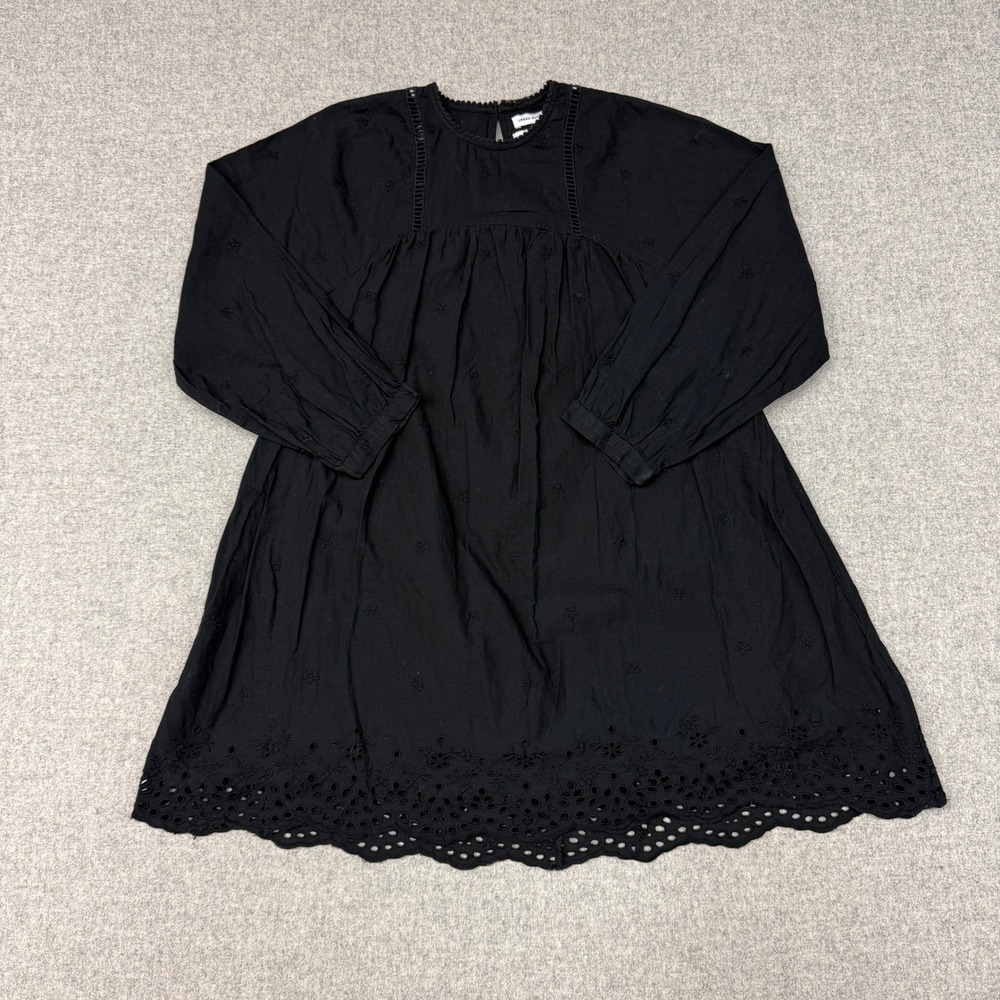 Urban Outfitters | Eyelet Mini Dress | XS | Black | Scalloped Hem Boho Laced